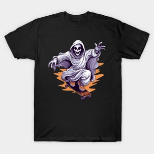 ghost riding a skateboard skaters skateboarding halloween T-Shirt